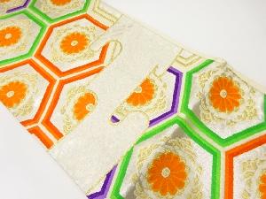アンティーク　ヱ霞に花亀甲模様織出し袋帯（材料）